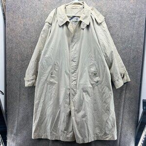 Bugatti Trench Coat Mens 26 Beige Long Overcoat Vintage Button Front Belted